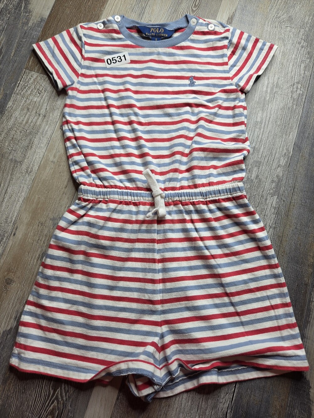 Polo Ralph Lauren Romper Girls 5 Red White Blue Stripes